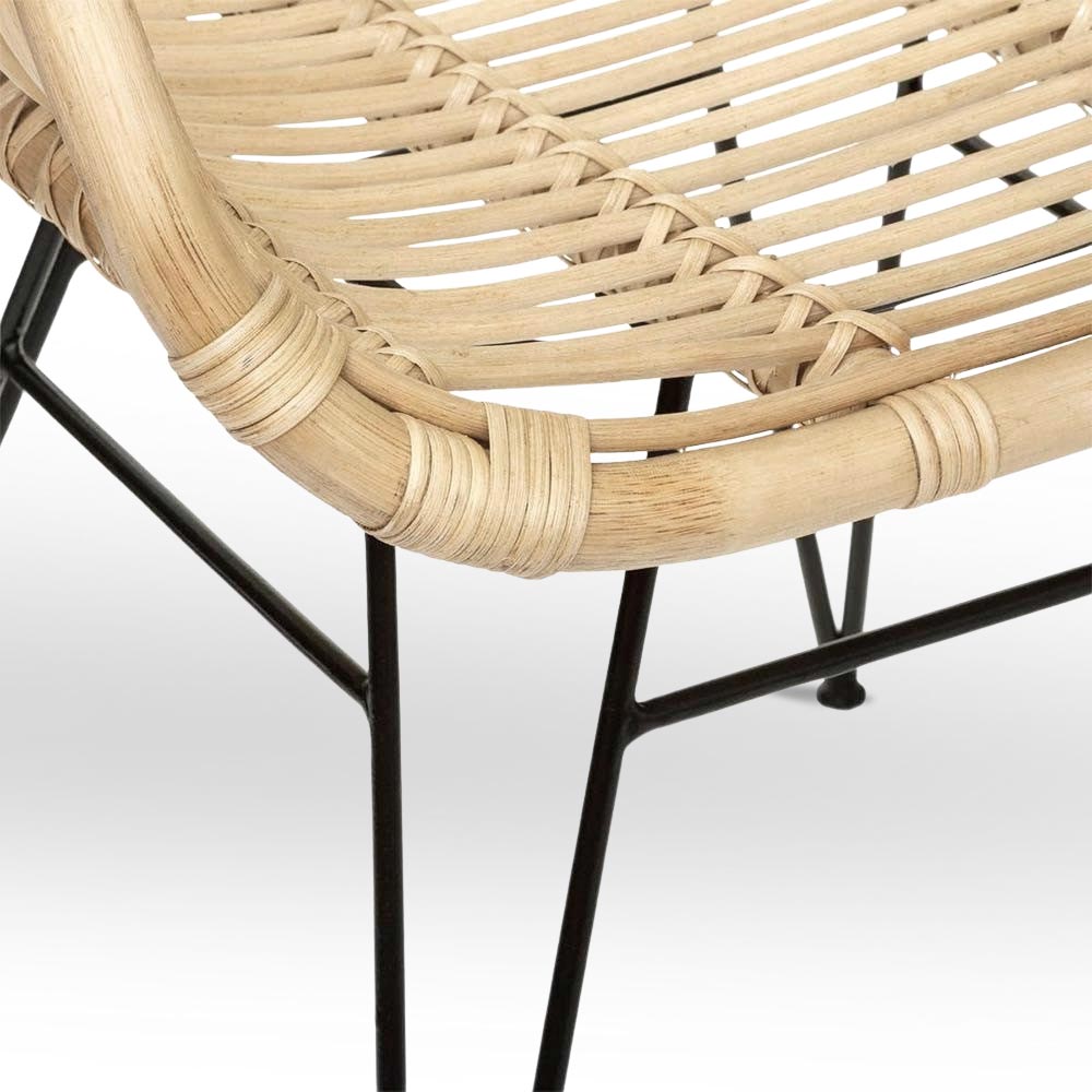 Sedia Desy in vero legno di bambu con gambe in ferro verniciato