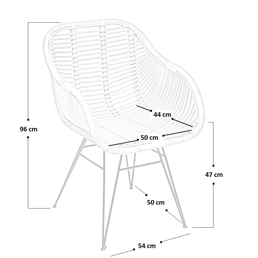 Sedia Desy in vero legno di bambu con gambe in ferro verniciato