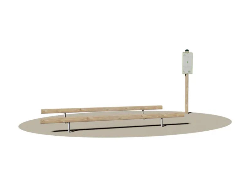 Flessione del Tronco Giochipark legno e acciaio zincato con cartello informativo