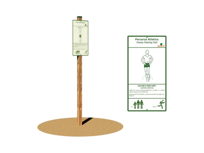 Saltare a Piedi Uniti Giochipark legno acciaio zincato cartello informativo