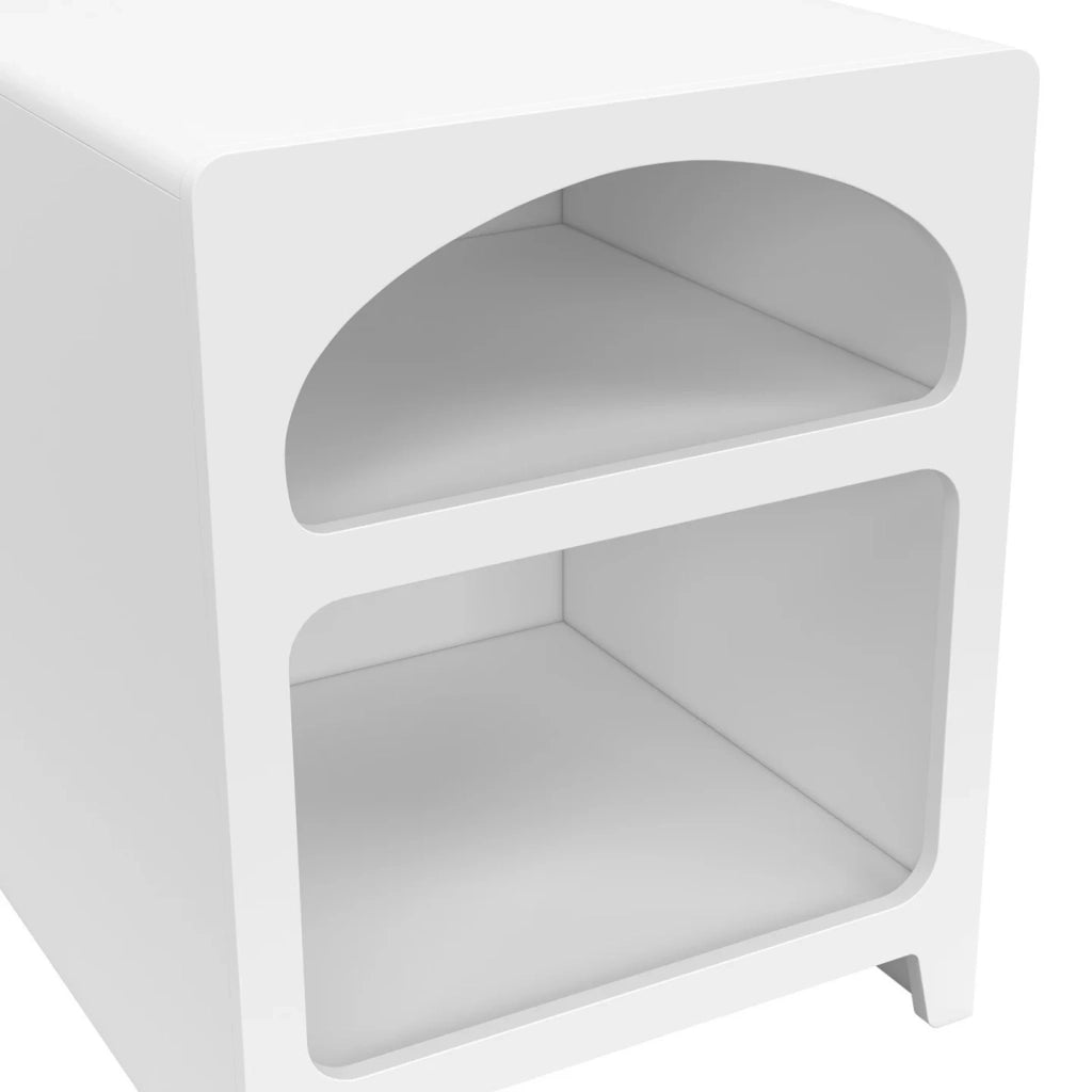IDMarket - Set di 2 comodini organici ALESIA, legno bianco, 2 nicchie
