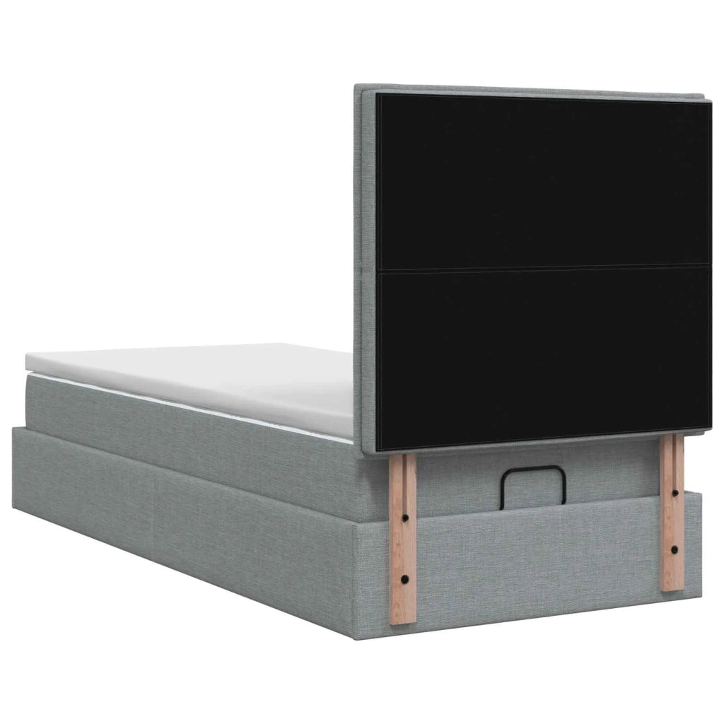 Letto ottomano con materasso Grigio Chiaro 100 x 200 cm Tessuto 3457383