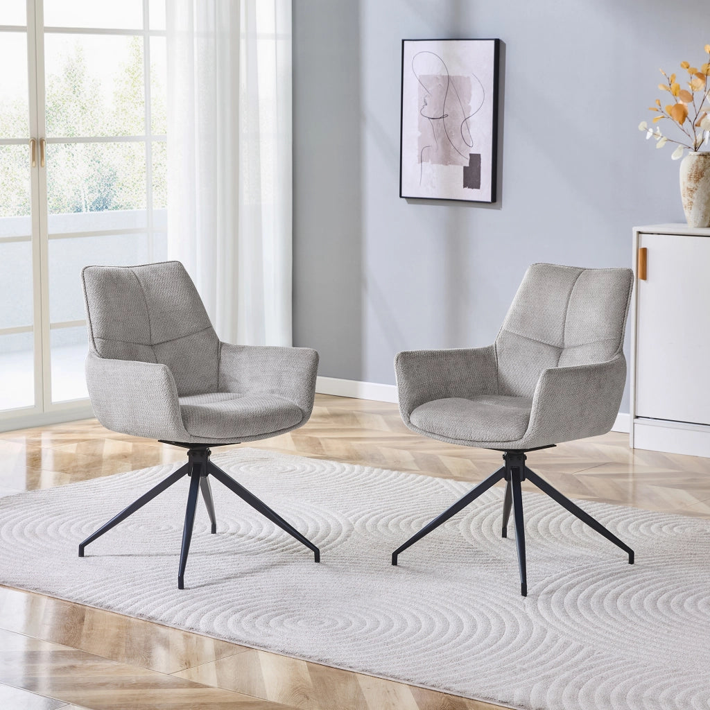 SEDIA girevole 360° in tessuto grigio e metallo nero