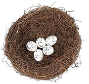 Nido per Uccelli con 5 Uova Finte - Nido Artificiale - Manufatto a Mano - Decorazione Pasquale - Materiale Sostenibile Rotangras - Decorazione Creativa Unica