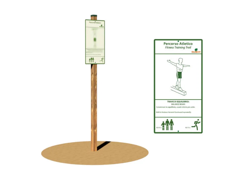 Trave di Equilibrio Giochipark legno 9x9cm supporti acciaio cartello incluso