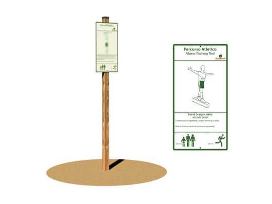 Trave di Equilibrio Giochipark legno 9x9cm supporti acciaio cartello incluso