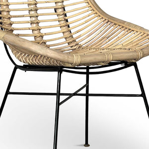 Poltrona sedia bety in vero legno di bambù di con gambe in ferro verniciato