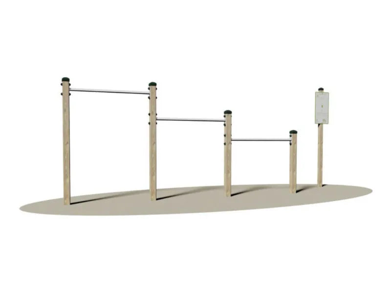 Trazioni alla Sbarra 2 Giochipark legno 9x9cm barre acciaio A~ 4cm outdoor