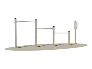 Trazioni alla Sbarra 2 Giochipark legno 9x9cm barre acciaio A~ 4cm outdoor