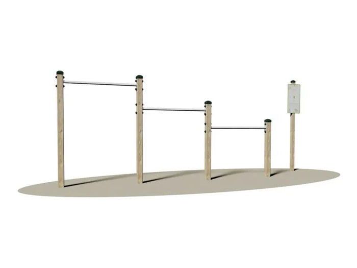 Trazioni alla Sbarra 2 Giochipark legno 9x9cm barre acciaio A~ 4cm outdoor