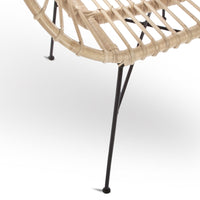 Poltrona sedia fera in vero legno di bambù con gambe in ferro verniciato