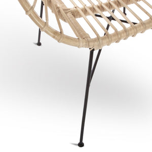 Poltrona sedia fera in vero legno di bambù con gambe in ferro verniciato
