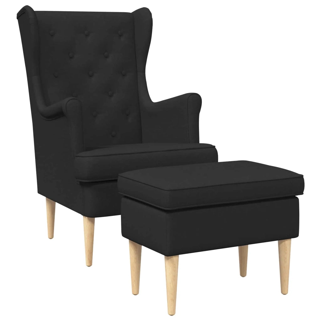 Poltrona con Ottomano 2 pz Nero Tessuto 3418808