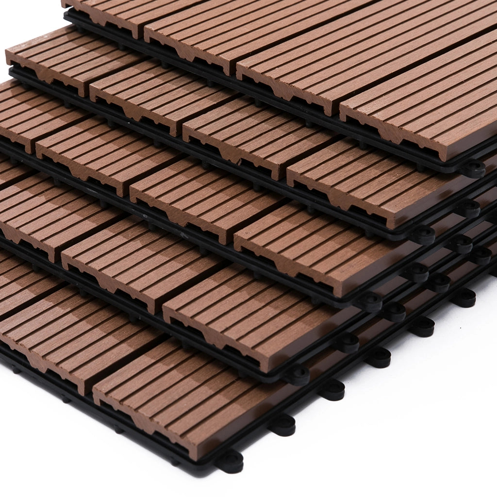 Dalle per esterno 30x30x2,2 cm ¨C zephmum ¨C marrone chiaro, HDPE, clipsable