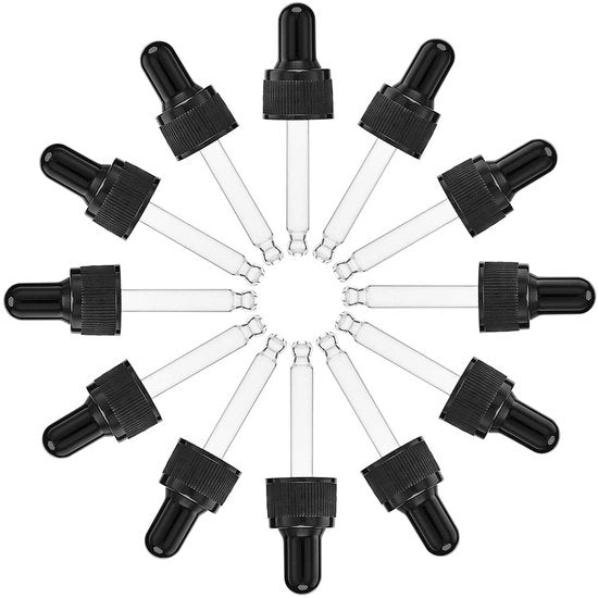 Bottigliette in vetro per olii essenziali - 24 pezzi - Reutilizzabili - 10 ml - Bocchette ermetiche - Ideali per viaggi - Translucide