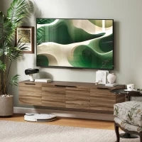 Mobile Porta TV Sospeso fino 65" con 3 Armadietti in Stile Industriale, Marrone Rustico