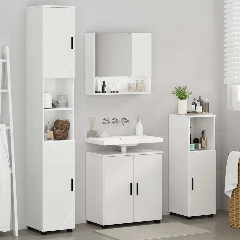 Set di mobili per il bagno con porta 4 pcs Bianco Lucido 3392967