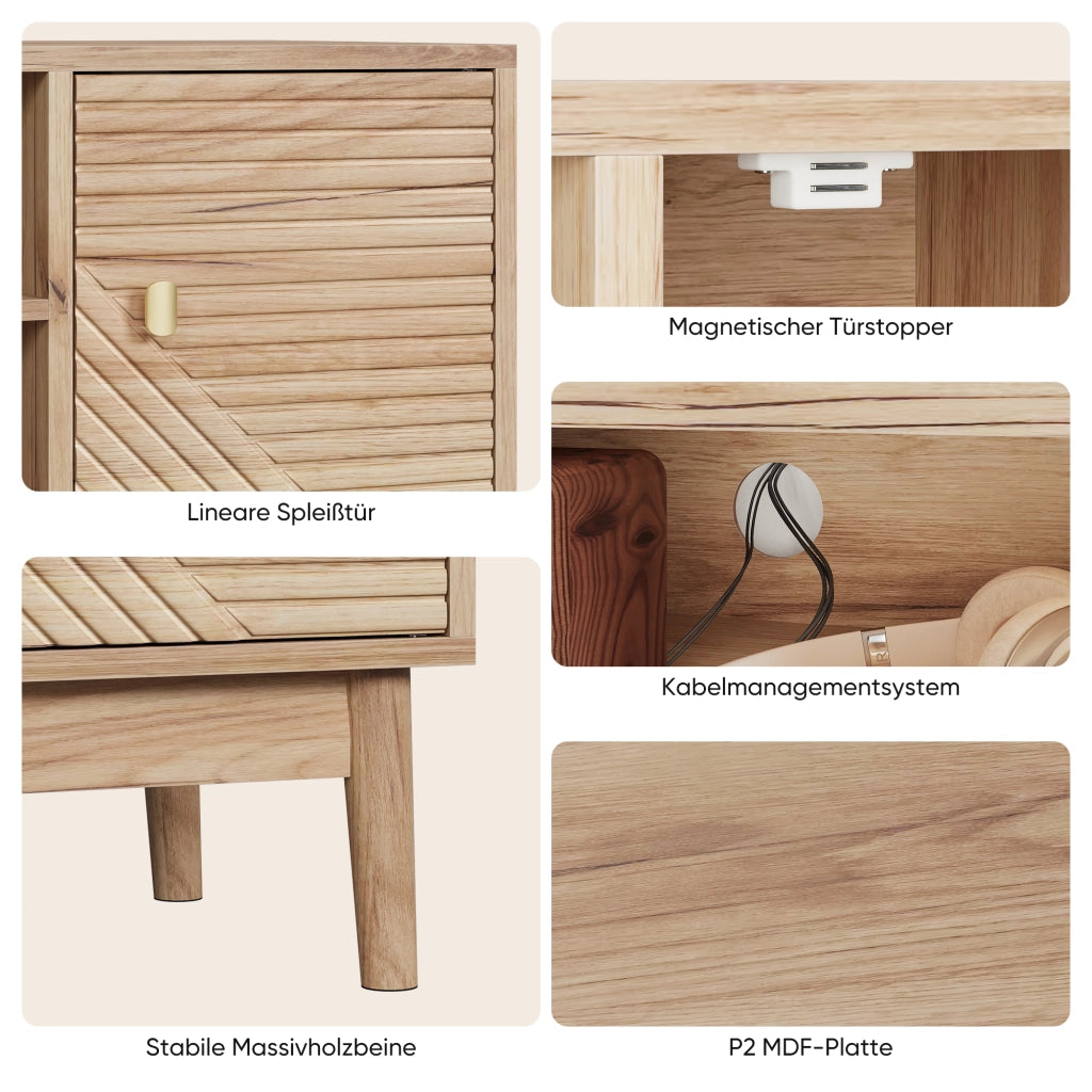 MOBILE TV Stile Mid-Century Farmhouse 110x40x48 cm Rovere