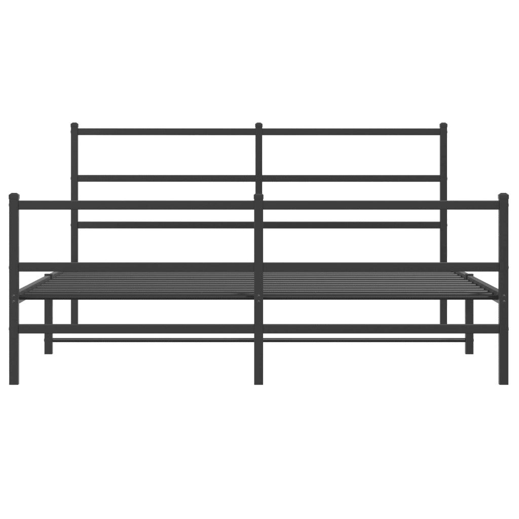 Giroletto con Testiera e Pediera Metallo Nero 150x200 cm 355385