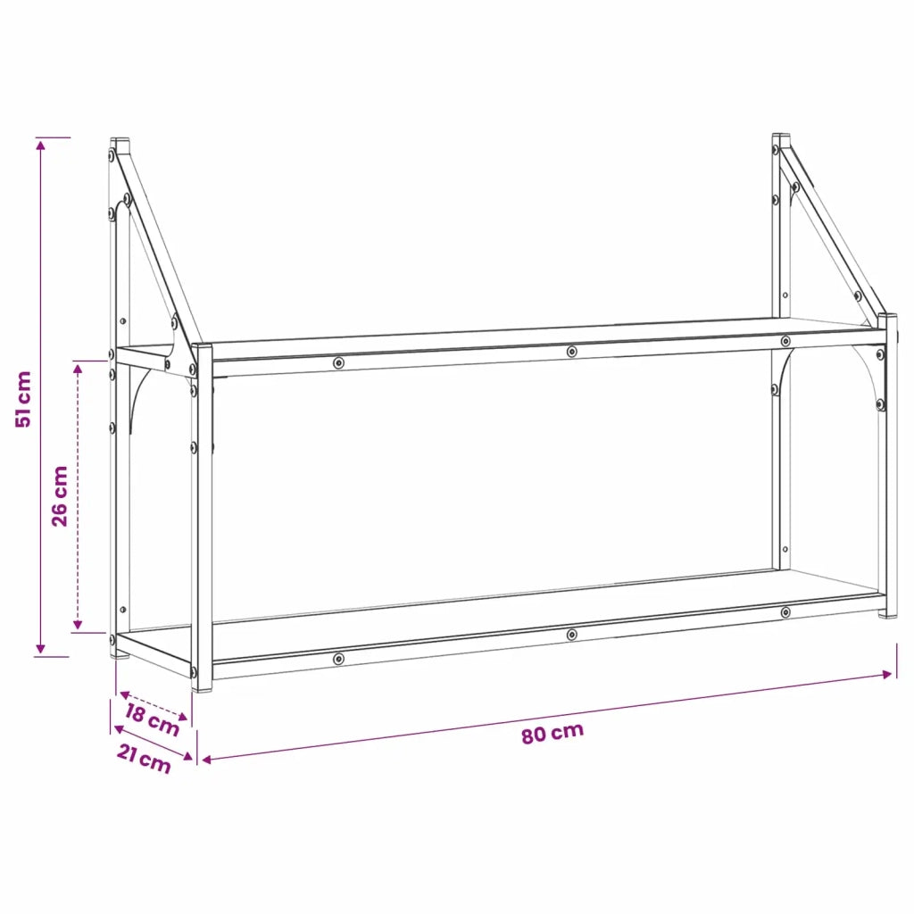 Scaffale da parete A parete Rovere artigianale 80 x 21 x 51 cm 8010899