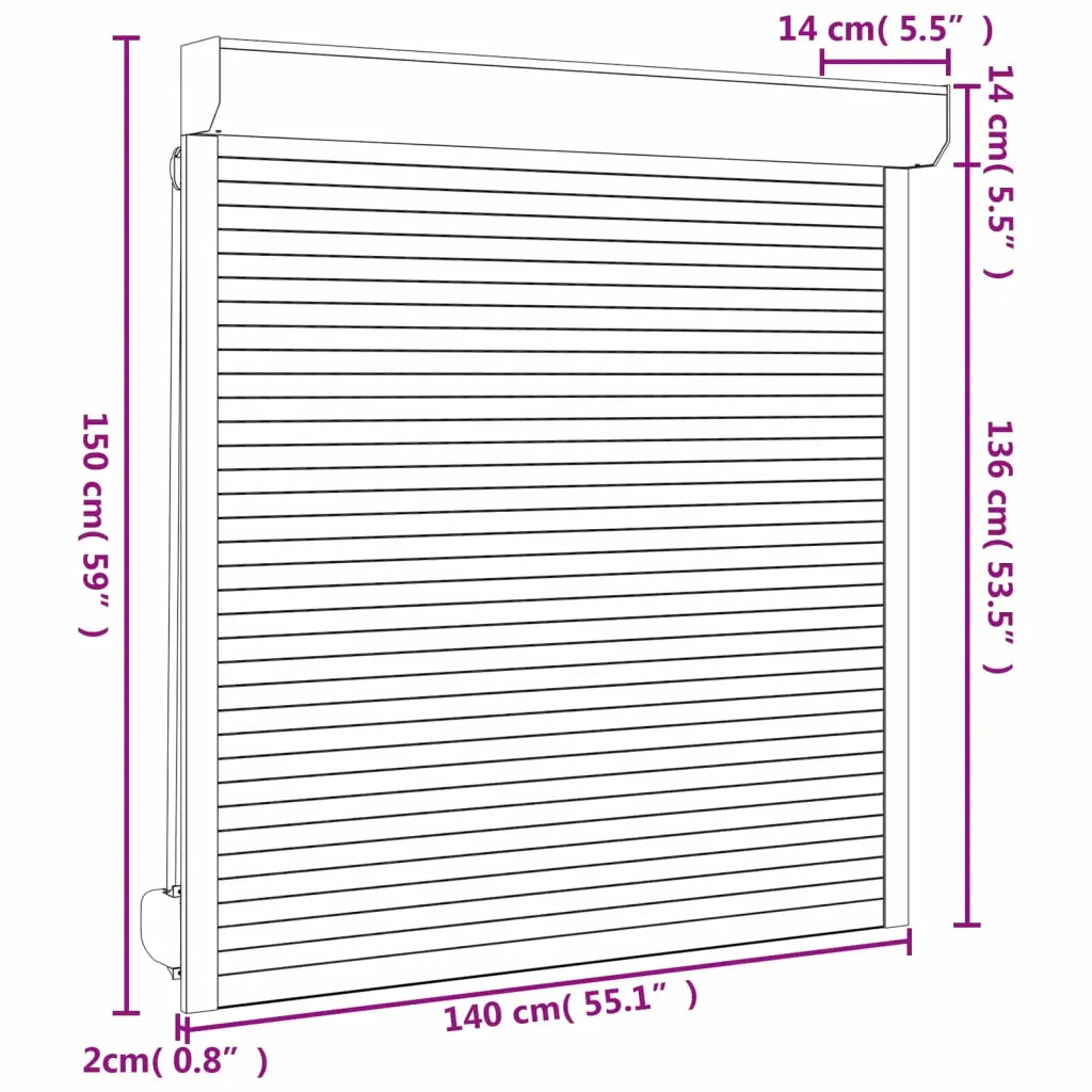 Persiana a rullo Antracite 140 x 150 cm Alluminio e poliuretano