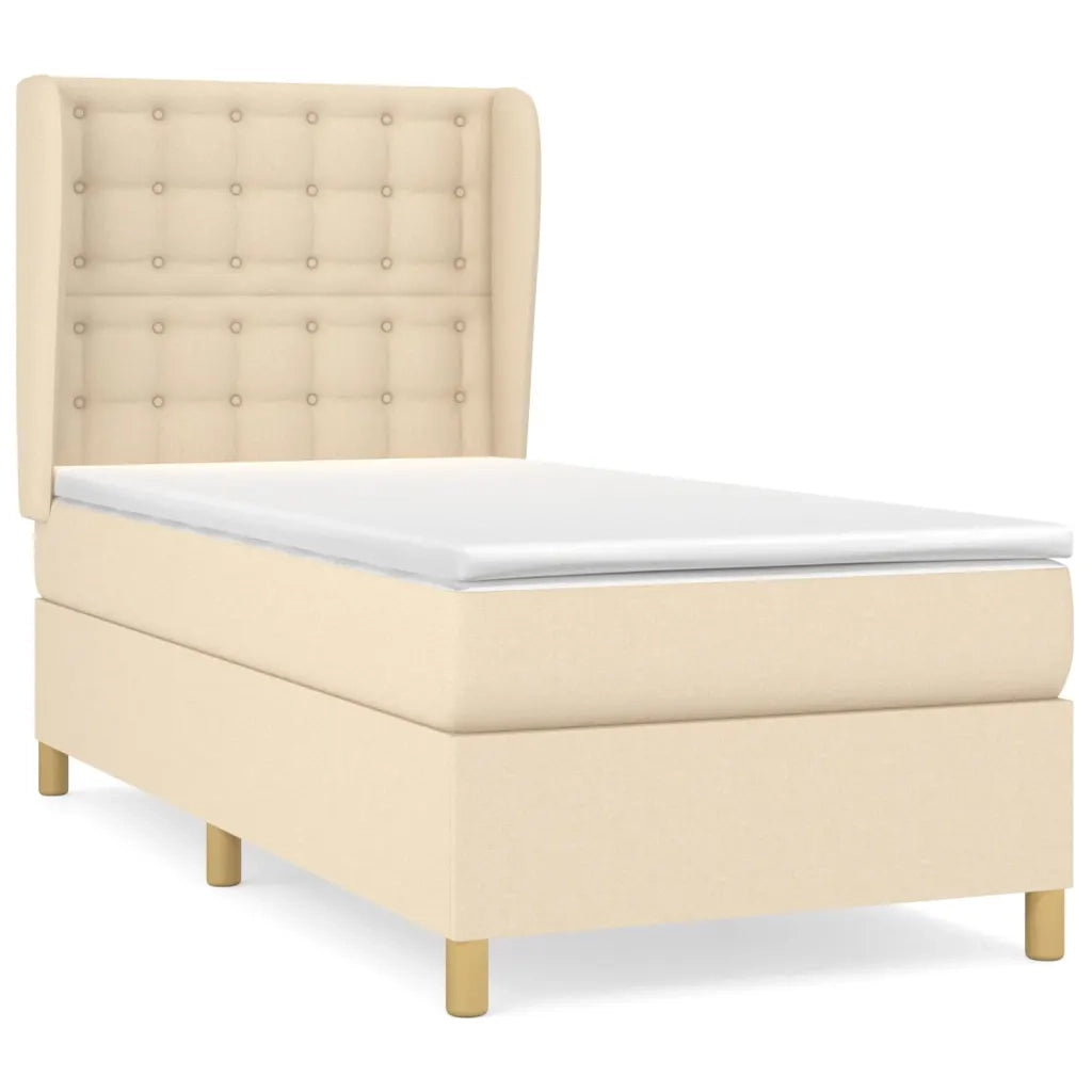 Giroletto a Molle con Materasso Crema 100x200 cm in Tessuto 3128826