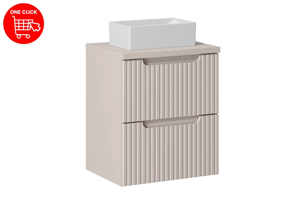 Set mobili bagno 50 cm con piano e lavabo da appoggio Gaja Nova Cashmere 50 x 1401 x 40 cm