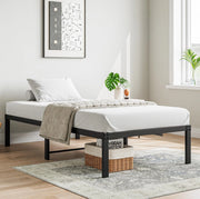 Letto singolo in metallo 90x200 cm nero con rete a doghe