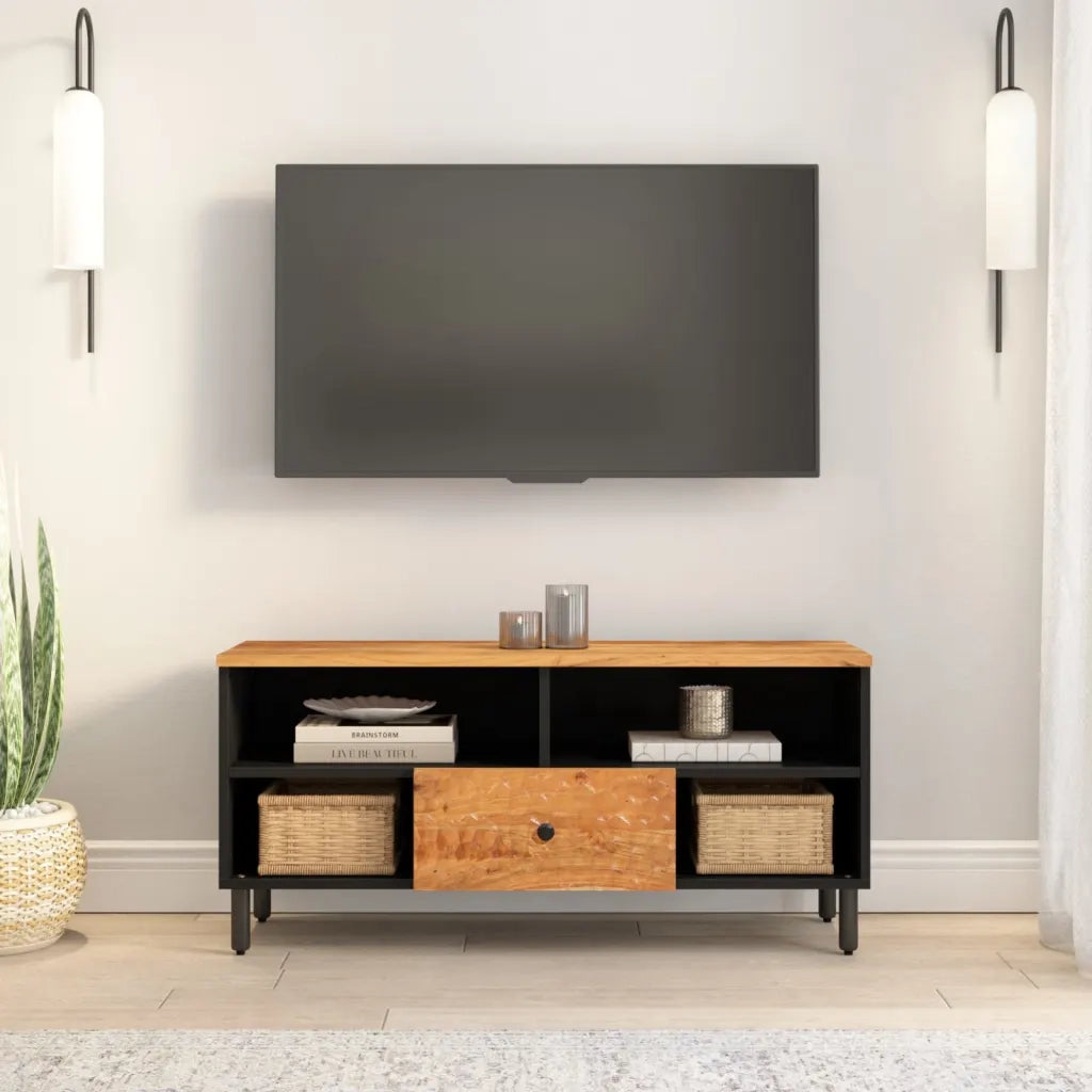 Mobile Porta TV 100x33x46 cm in Legno Massello di Acacia 356871