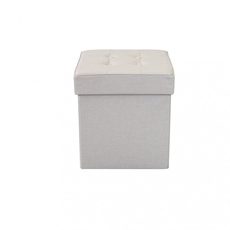 POUF CONTENITORE QUADRATO IN STOFFA TORTORA