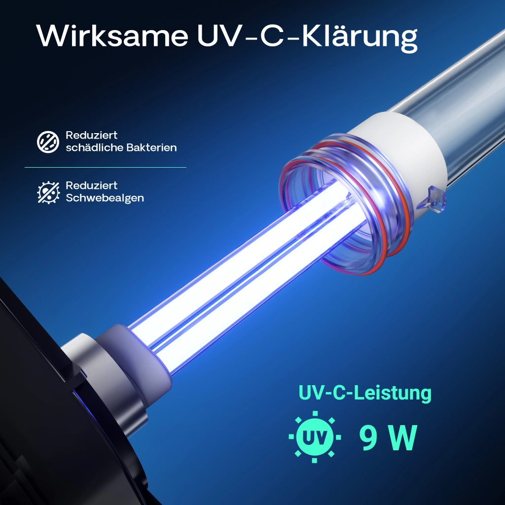 HW-403B Filtro esterno per acquari con pompa 1.400 l/h e chiarificatore UVC da 9W, filtro a 3 stadi con mezzi e spugne filtranti inclusi