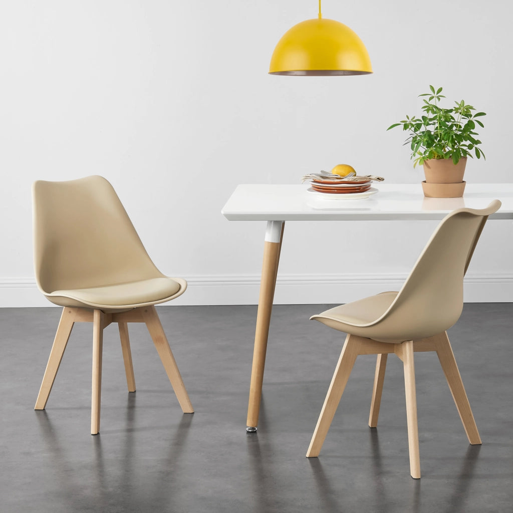 Set Fläten di 6 Sedie da Sala con Seduta Imbottita Rivestimento in Similpelle Beige [en.casa]