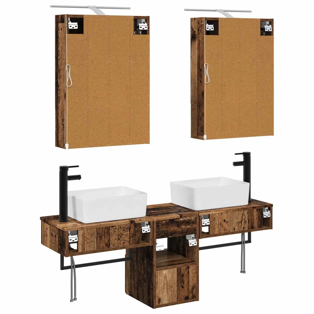 Set di Armadi da Bagno 5 pcs Legno antico 50 x 14,5 x 70 cm 3406325