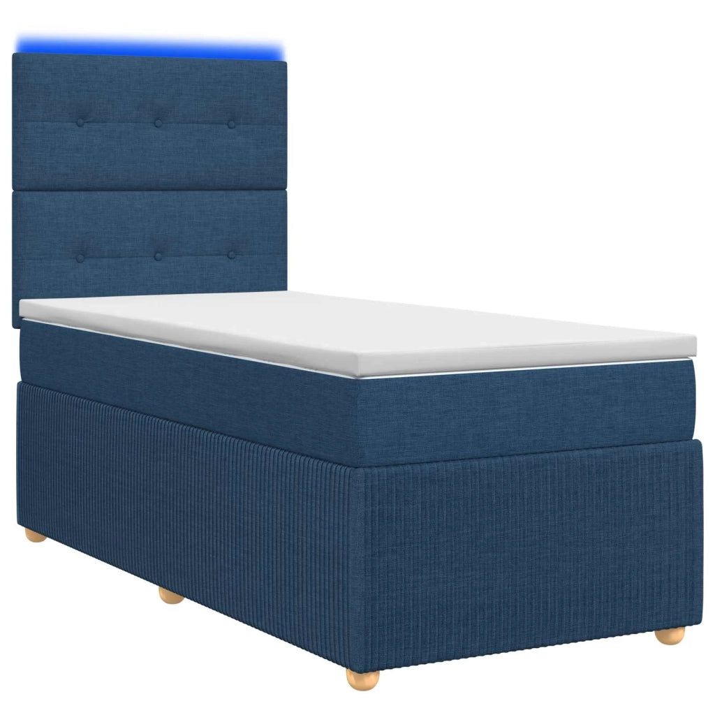Letto Box Spring LED con Materasso Blu 90 x 190 cm Tessuto 3455754