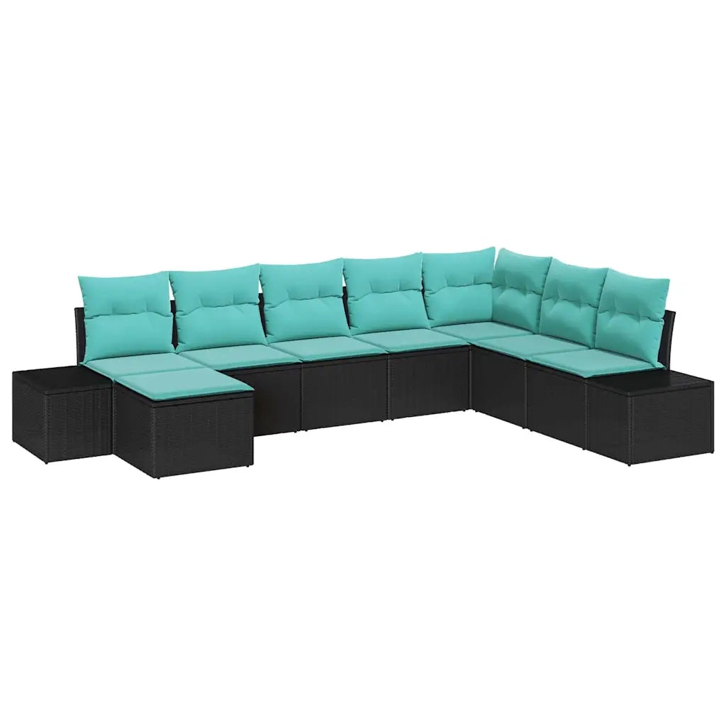 Set Divano da Giardino 8 pz Nero polyrattan 3347186