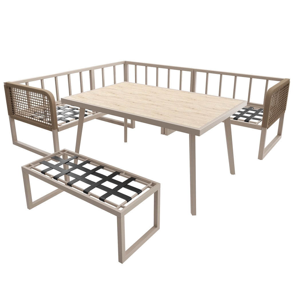 Set da giardino in rattan PE - Zephmum- Per 6-8 persone, cuscini di alta qualit¨¤, resistente alle intemperie, color beige
