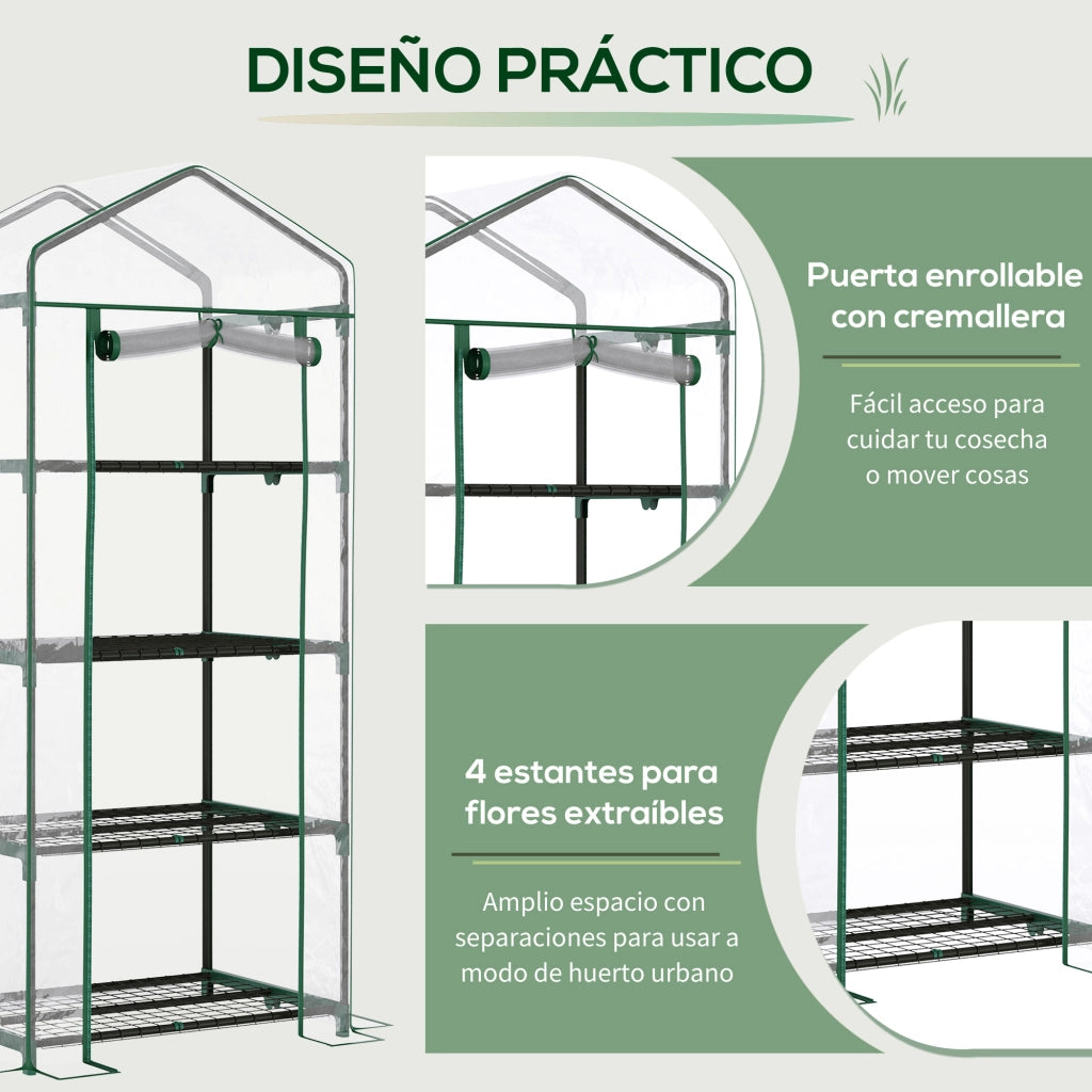 Serra da giardino con 4 ripiani e copertura in PVC ¨C zephmum ¨C 70x50x160 cm trasparente
