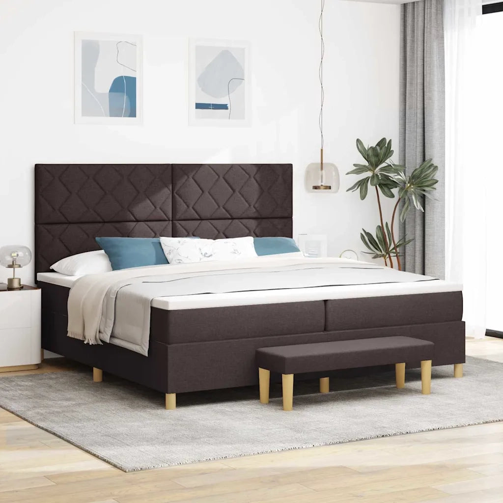 Letto a molle con materasso Marrone Scuro 200 x 200 cm Tessuto