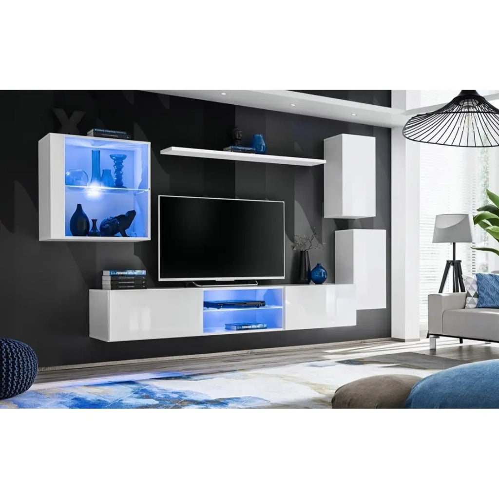 Set di mobili da salotto SWITCH XXIII design, colore bianco lucido.