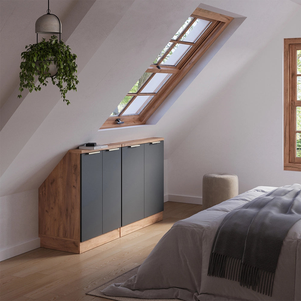 Vicco Set di mobili sottotetto Antracite-oro 140 cm Set di 2