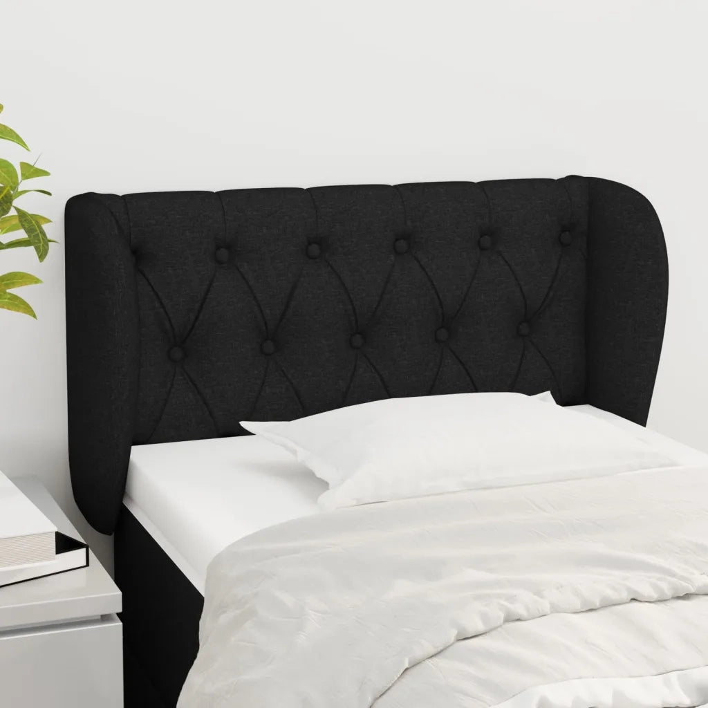 Testiera | Testata ad Orecchio Nera 83 x 23 x 78/88 cm in Tessuto