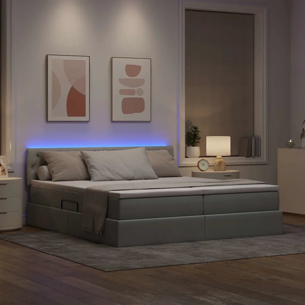 Letto con testiera Grigio chiaro 200 x 200 cm Tessuto 3371579