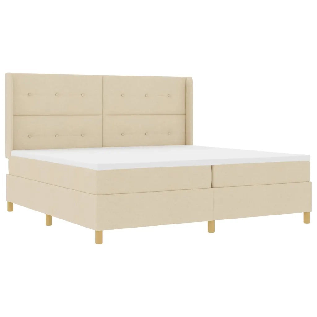 Letto a molle con materasso Crema 200 x 200 cm Tessuto