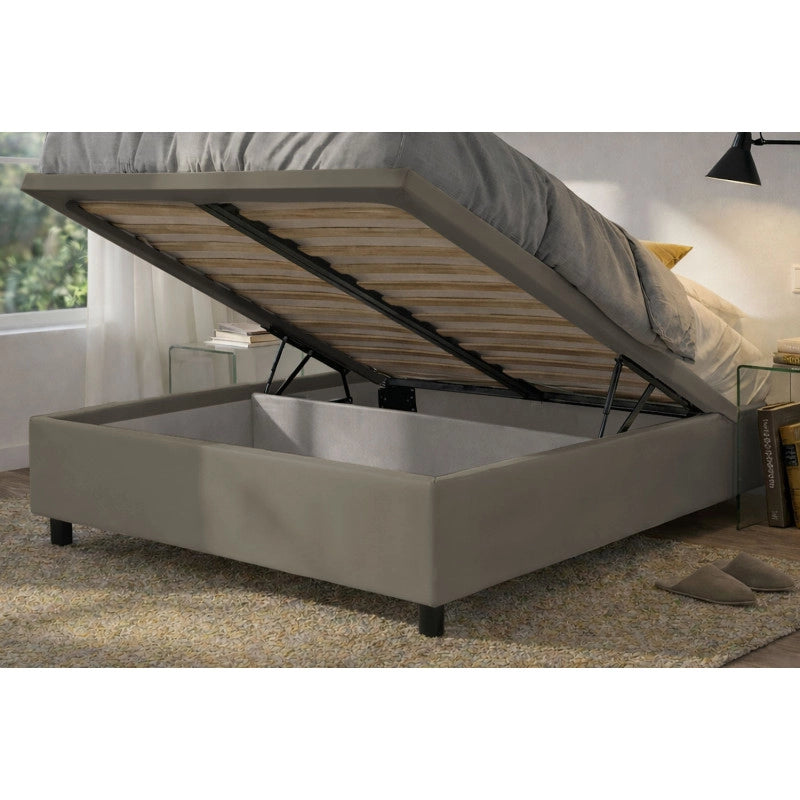 Letto imbottito Matrimoniale 180x190 cm BoxMax - Similpelle,Cappuccino,Contenitore