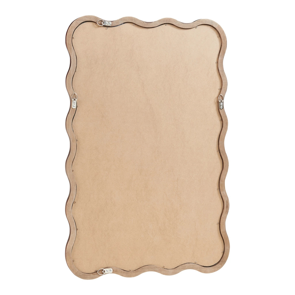 Specchio Ondulato da Parete Porloskid Montaggio Verticale e Orizzontale 90x60 cm Marrone Scuro [en.casa]