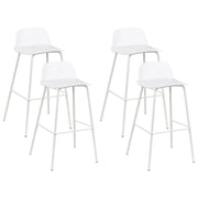 Set di 4 sgabelli da bar moderni in plastica bianca sintetica e gambe in metallo stile moderno contemporaneo