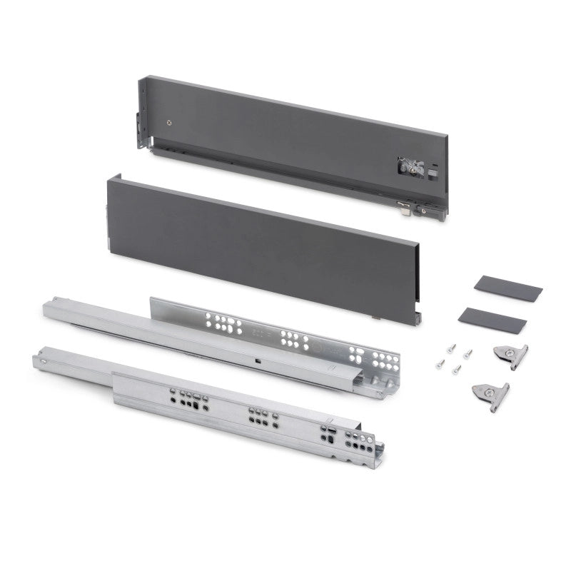 Cassetto esterno Vertex con regolazione 3D altezza 178mm, 40kg, spessore del pannello di 18mm, profondità 350mm, Acciaio
