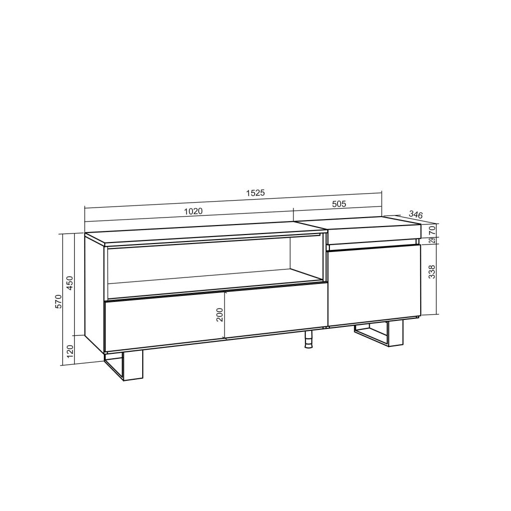 Mobile TV Soggiorno, 150x35x57cm, Per TV fino a 65", Design industriale, Bianco e nero RF2440