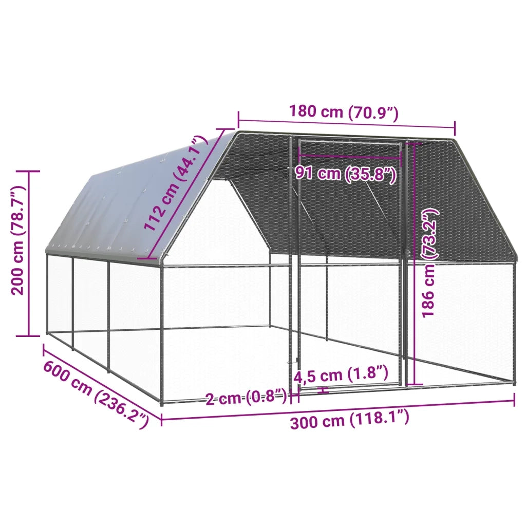 Gabbia per Polli da Esterno 3x6x2 m in Acciaio Zincato cod mxl 54163
