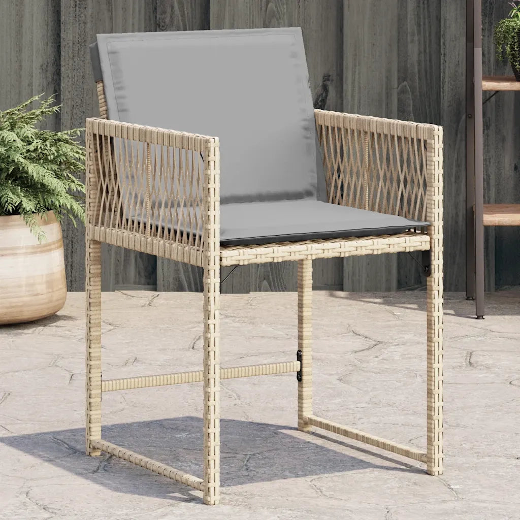 Sedie da Giardino con Cuscini 4 pz | Sedie da Esterno Beige Misto in Polyrattan